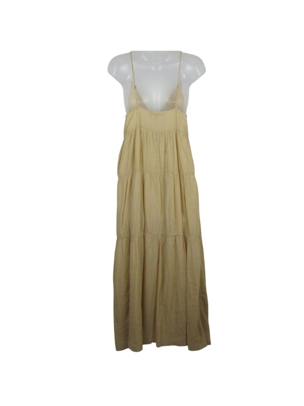 Lulus Tiered Maxi Dress Button Front & Spaghetti Straps Size S Buttercream Boho - Picture 4 of 7